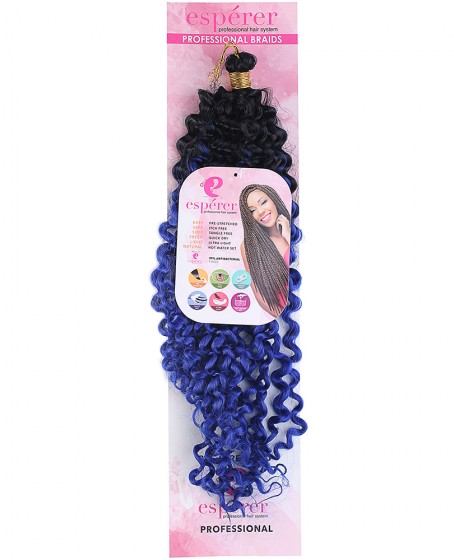 Afro Dalgası Saç - Siyah Koyu Mavi Ombreli