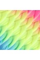 Afrika Örgülük Ombreli Sentetik Saç 100 Gr. - Fuşya / Neon Sarı / Açık Mavi