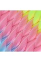 Afrika Örgülük Ombreli Sentetik Saç 100 Gr. - Neon Sarı / Pembe / Açık Mavi