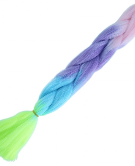 Afrika Örgülük Ombreli Sentetik Saç 100 Gr. - Şeker Pembe / Mor / Açık Mavi / Neon Sarı