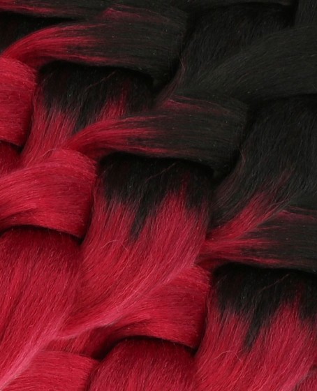 Afrika Örgüsü Ve Rasta İçin Sentetik Ombreli Saç - Siyah / Kızıl