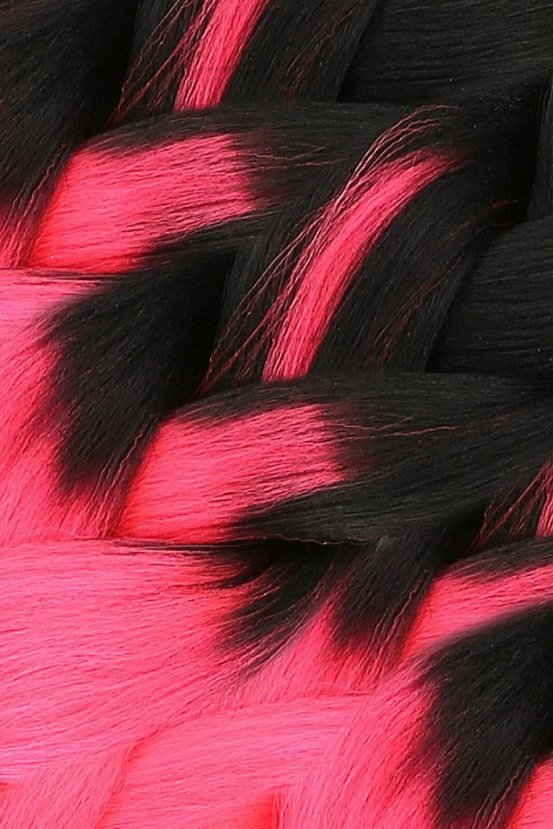 Afrika Örgülük Ombreli Sentetik Saç 100 Gr. - Siyah / Neon Pembe