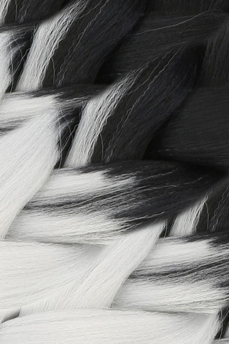 Afrika Örgülük Sentetik Ombreli Saç 100 Gr. - Siyah / Açık Gri