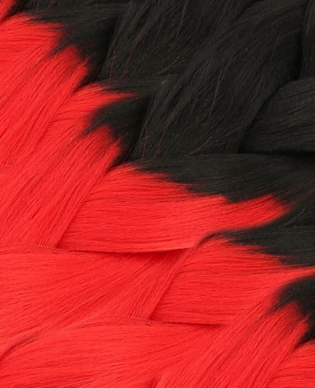 Afrika Örgüsü Ve Rasta İçin Sentetik Ombreli Saç - Siyah / Kırmızı