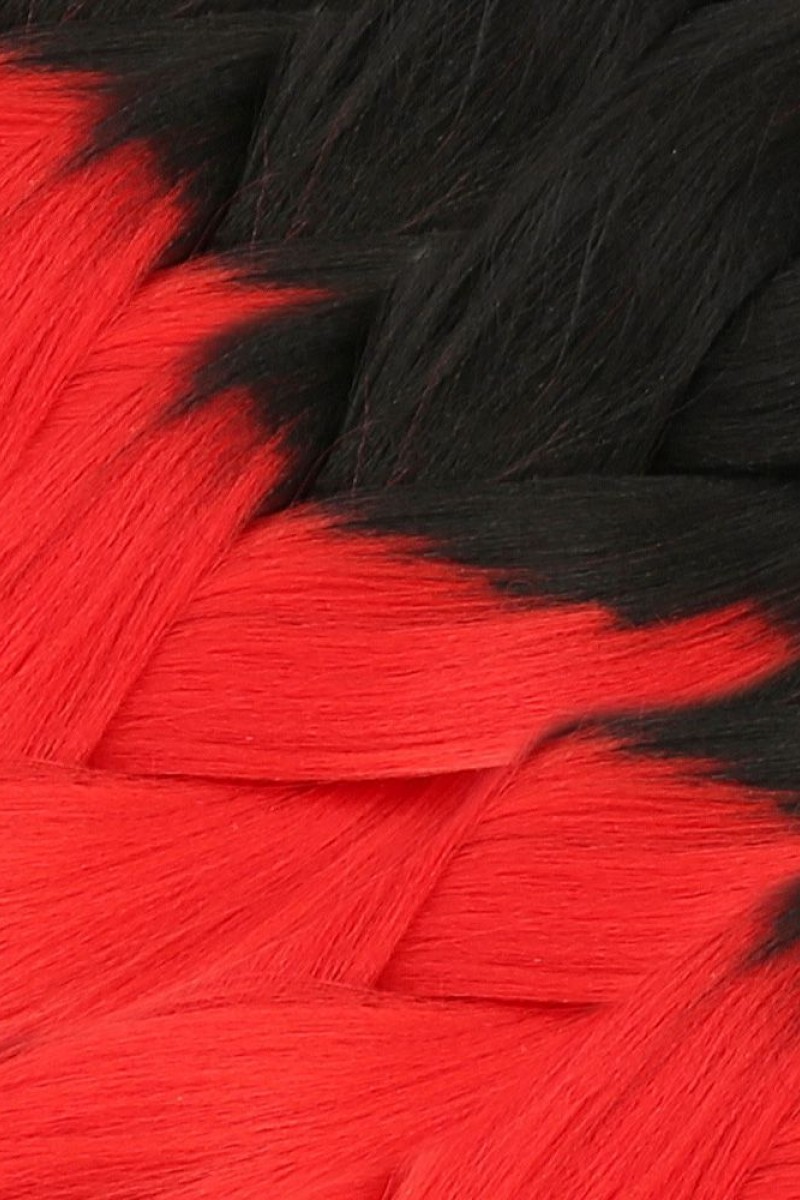 Afrika Örgüsü Ve Rasta İçin Sentetik Ombreli Saç - Siyah / Kırmızı