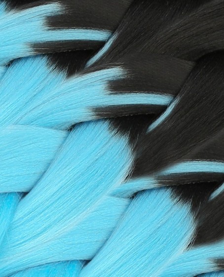 Afrika Örgüsü Ve Rasta İçin Sentetik Ombreli Saç - Siyah / Açık Mavi