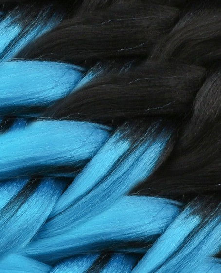 Afrika Örgüsü Ve Rasta İçin Sentetik Ombreli Saç - Siyah / Turkuaz Mavi