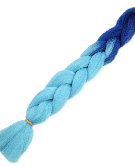 Afrika Örgüsü Ve Rasta İçin Sentetik Ombreli Saç - Koyu Mavi / Açık Mavi