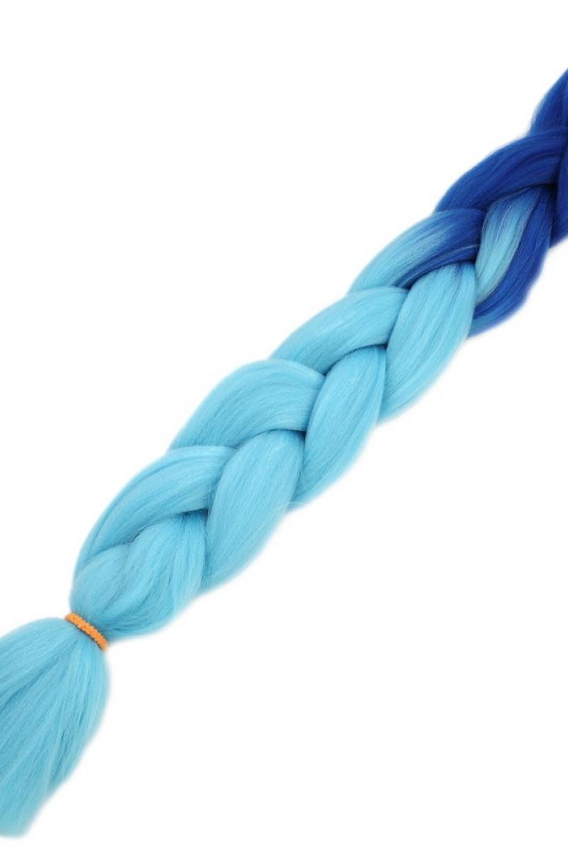 Afrika Örgülük Ombreli Sentetik Saç 100 Gr. - Koyu Mavi / Açık Mavi