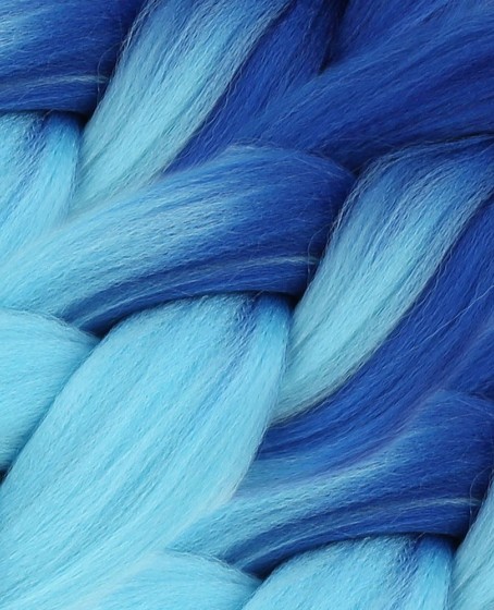 Afrika Örgüsü Ve Rasta İçin Sentetik Ombreli Saç - Koyu Mavi / Açık Mavi