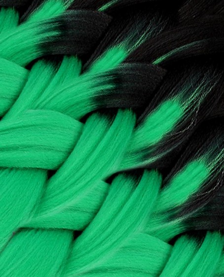 Afrika Örgüsü Ve Rasta İçin Sentetik Ombreli Saç - Siyah / Zümrüt Yeşili