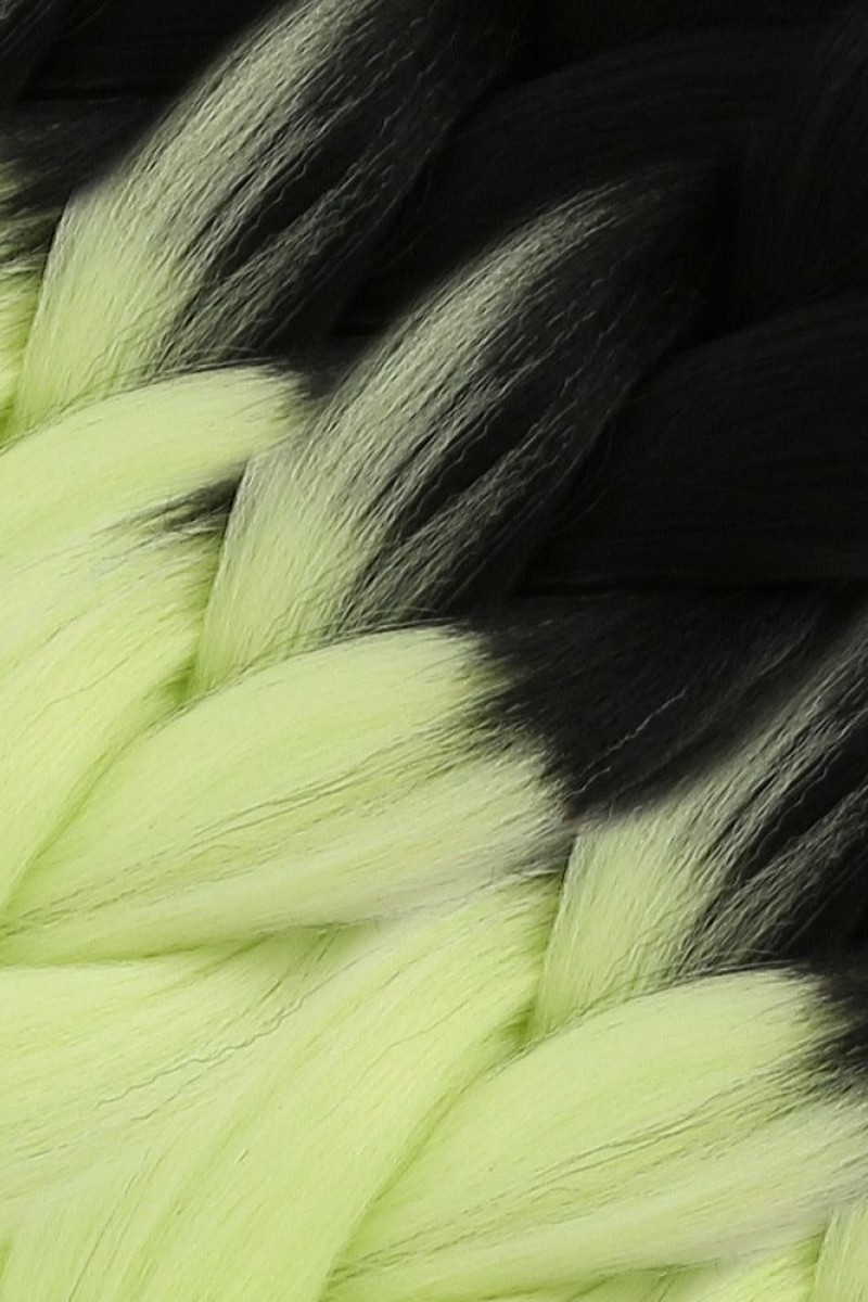 Afrika Örgülük Ombreli Sentetik Saç 100 Gr. - Siyah / Açık Fıstık Yeşili