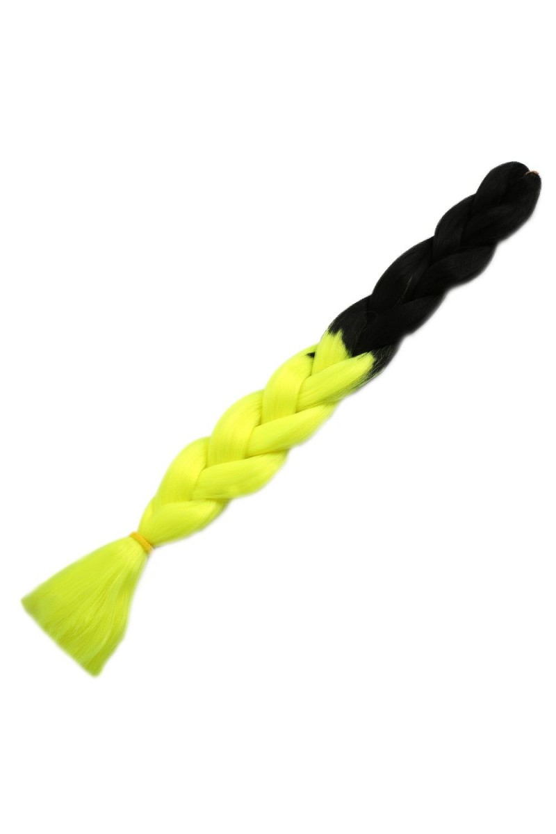 Afrika Örgülük Sentetik Ombreli Saç 100 Gr. - Siyah / Neon Sarı
