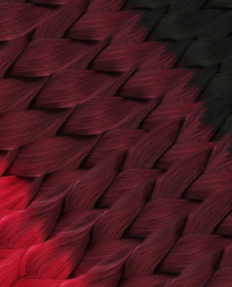 Afrika Örgüsü Ve Rasta İçin Sentetik Ombreli Saç - Siyah / Koyu Kızıl / Açık Kızıl