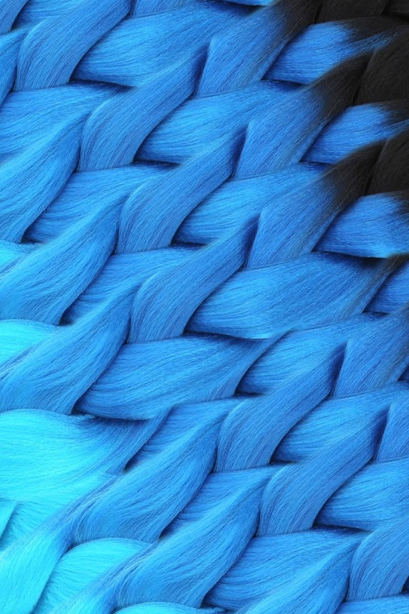 Afrika Örgüsü Ve Rasta İçin Sentetik Ombreli Saç - Siyah / Koyu Mavi / Turkuaz Mavi