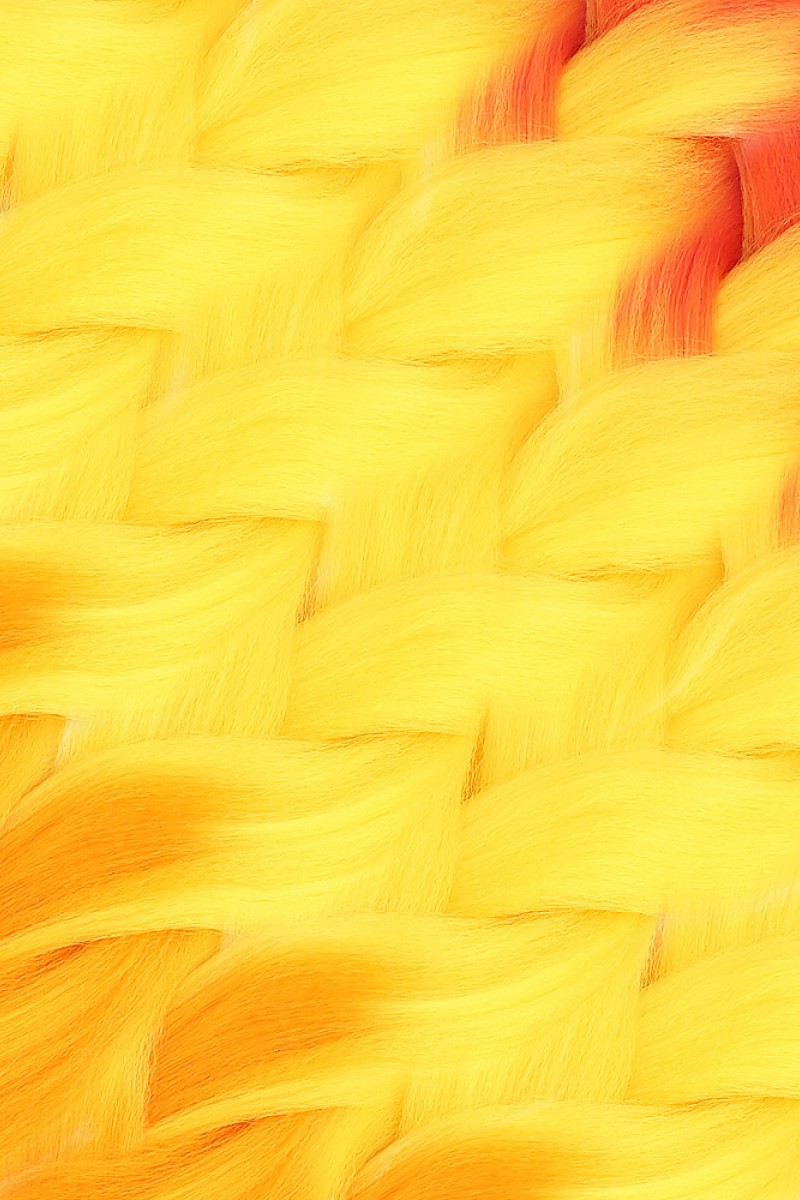 Afrika Örgüsü Ve Rasta İçin Sentetik Ombreli Saç - Turuncu / Sarı / Hardal Sarısı