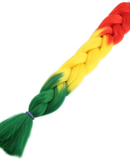 Afrika Örgüsü Ve Rasta İçin Sentetik Ombreli Saç - Turuncu / Sarı / Yeşil