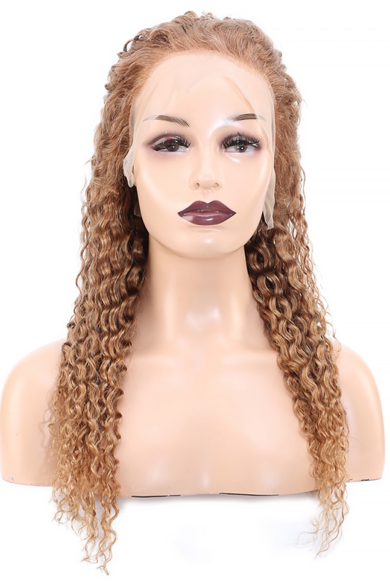 Afro Dalga Front Lace Gerçek Tül Peruk - Kumral - 60-65cm