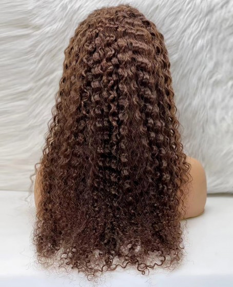 Afro Dalga Front Lace Gerçek Tül Peruk - Koyu Kahve - 70-75cm