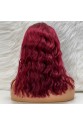 Doğal Dalgalı Küt Front Lace Gerçek Tül Peruk - Koyu Kızıl