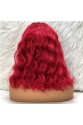 Doğal Dalgalı Küt Front Lace Gerçek Tül Peruk - Canlı Kızıl