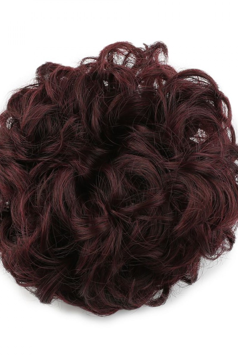Yoğun Saçlı Lastikli Topuz Toka - Koyu Kızıl