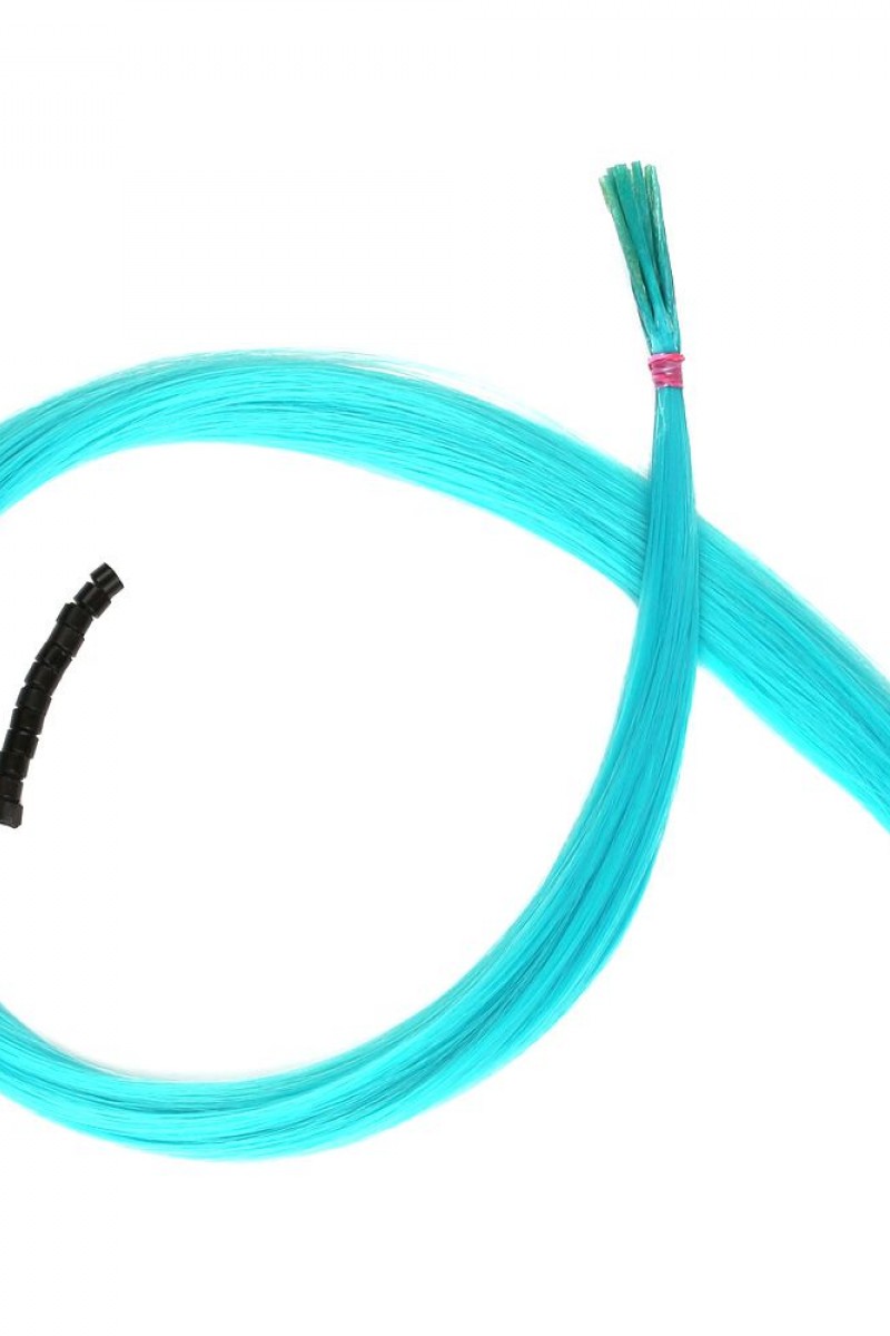 Renkli Sentetik Boncuk Kaynaklık Saç + Takım Aparatı - Petrol Mavi- 10 Adet