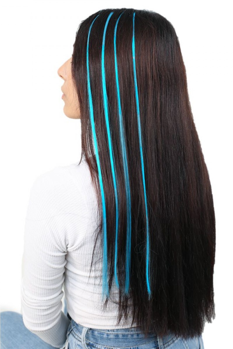 Renkli Sentetik Boncuk Kaynaklık Saç + Takım Aparatı - Petrol Mavi- 10 Adet
