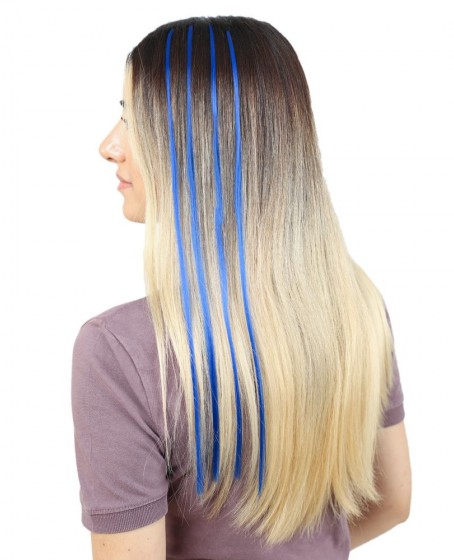 Renkli Sentetik Boncuk Kaynaklık Saç + Takım Aparatı - Koyu Mavi - 10 Adet