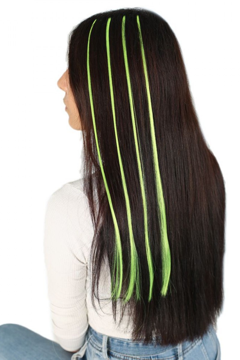 Renkli Sentetik Boncuk Kaynaklık Saç + Takım Aparatı - Neon Sarı - 10 Adet