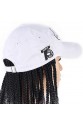 Beyaz Şapkalı Örgü Peruk - Siyah / Şeker Pembe Ombreli