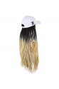 Beyaz Şapkalı Örgü Peruk - Siyah / Platin Ombreli