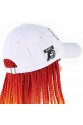 Beyaz Şapkalı Örgü Peruk - Turuncu / Sarı / Mavi / Mor Ombreli