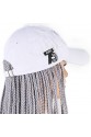 Beyaz Şapkalı Örgü Peruk - Orta Ton Gri