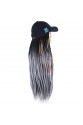 Lacivert Şapkalı Örgü Peruk - Siyah / Açık Gri Ombreli