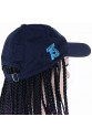 Lacivert Şapkalı Örgü Peruk - Siyah / Fuşya Ombreli