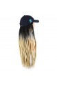 Lacivert Şapkalı Örgü Peruk - Siyah / Platin Ombreli