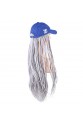 Mavi Şapkalı Örgü Peruk - Orta Ton Gri