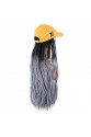 Sarı Şapkalı Örgü Peruk - Siyah / Açık Gri Ombreli